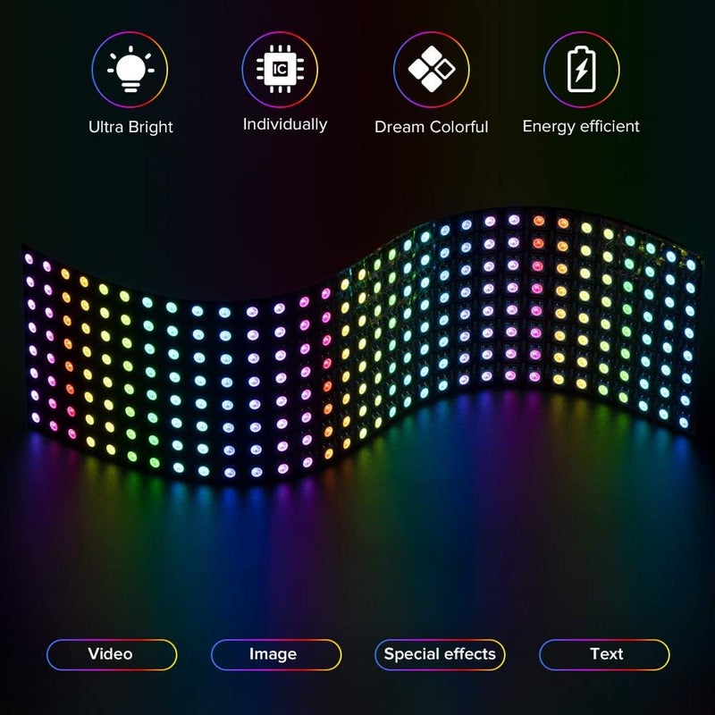 BTF-LIGHTING 2 Pack WS2812B ECO RGB 8X32 256 Pixel LED Matrix Flexible FPCB - Image 2