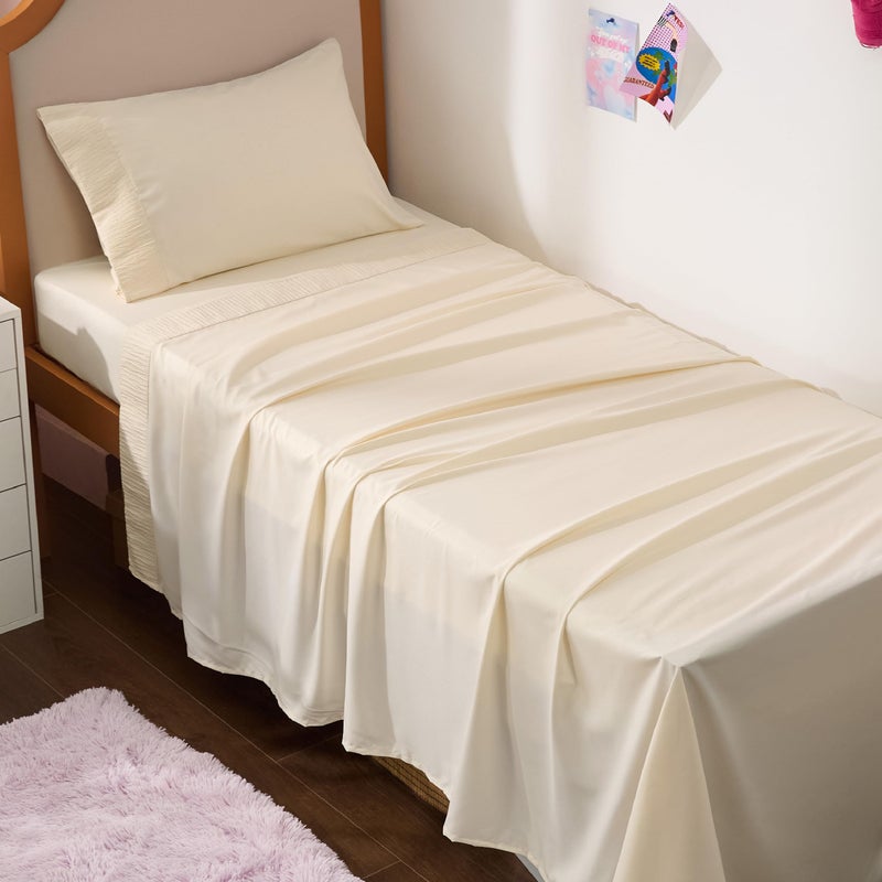 Bedsure Bedsure Twin XL Sheet Sets Dorm Bedding  3 Pieces Soft Extra Long Twin Sheets Hotel Luxury Easy Care Microfiber for Women Men Beige 