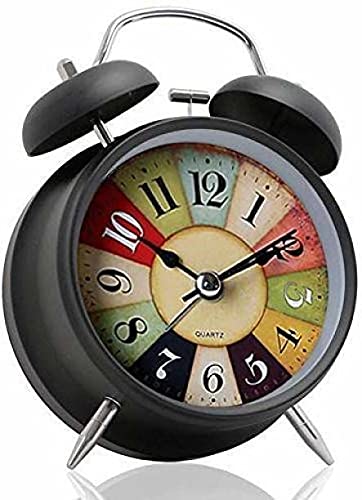SEASPIRIT Metal Twin Bell Non Ticking Battery Operated Old Fashioned Loud Alarm Clock with Nightlight for Bedrooms Multicolor 17 x 125 x 55 cm - Image 1