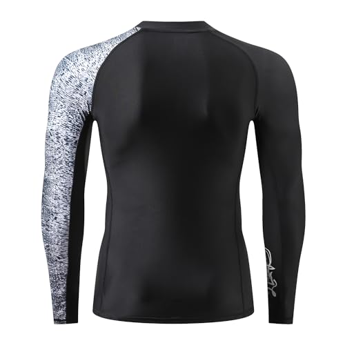 ADOREISM Men's Splice Compression Long Sleeve Rash Guard Surf Swim Shirt UV Sun Protection UPF 50+ (Leopard Print,M) - Image 4