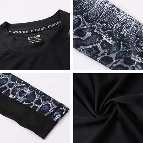 ADOREISM Men's Splice Compression Long Sleeve Rash Guard Surf Swim Shirt UV Sun Protection UPF 50+ (Leopard Print,M) - Image 5