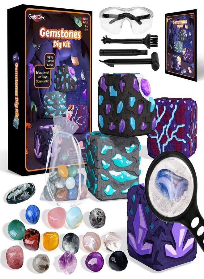GobiDex Gemstones Dig Kit for Kids, Excavate 16 Real Gemstones, STEM Science Toy, Archaeology & Geology Science Gift for Boys and Girls Age 6+ - Image 1