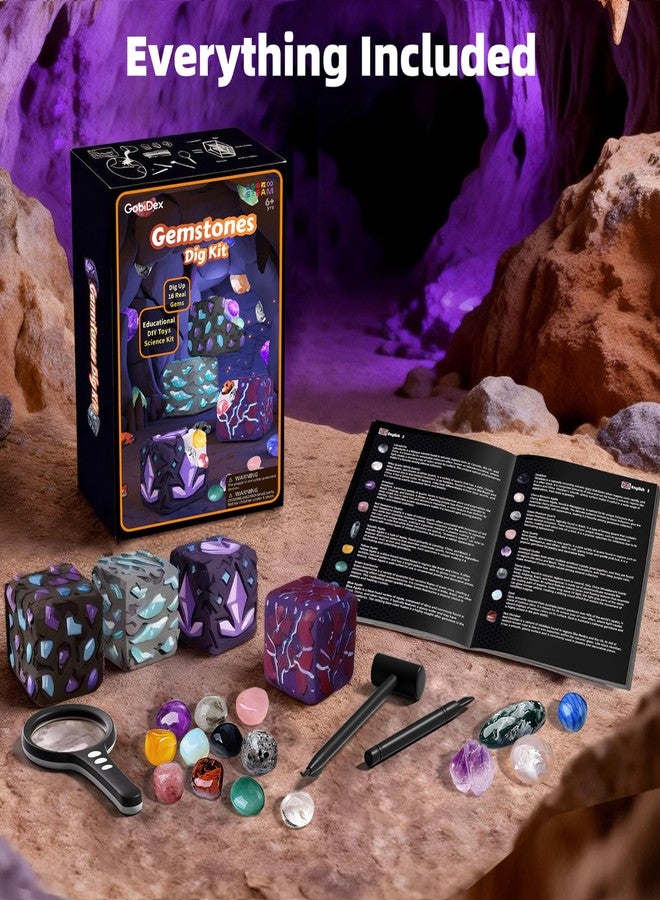 GobiDex Gemstones Dig Kit for Kids, Excavate 16 Real Gemstones, STEM Science Toy, Archaeology & Geology Science Gift for Boys and Girls Age 6+ - Image 3