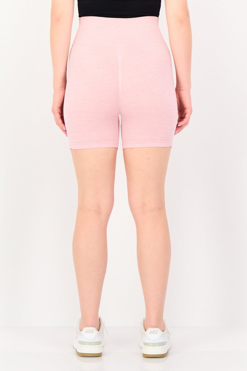 FOREVER 21 Women Sportswear Fit Ribbed Pull On Cycle Shorts, Pink - Image 3