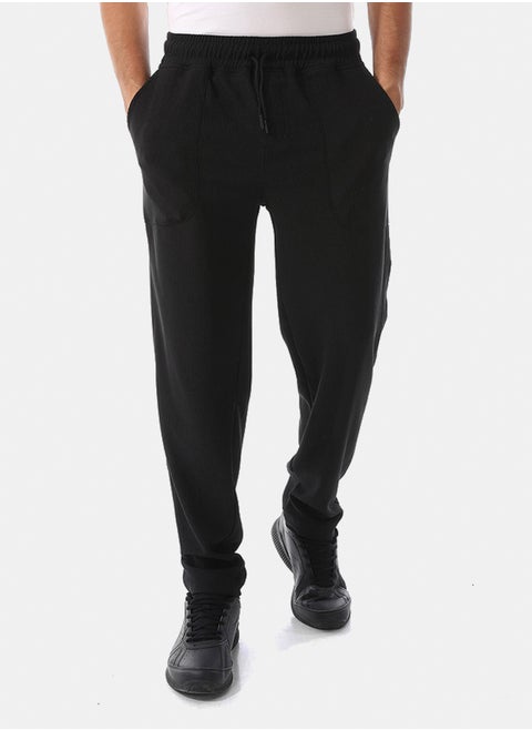 Ribbed Comfy Elastic Black Joggers