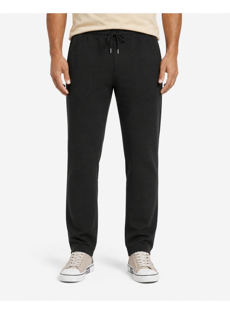 WHITE RABBIT Ribbed Comfy Elastic Black Joggers - Image 1
