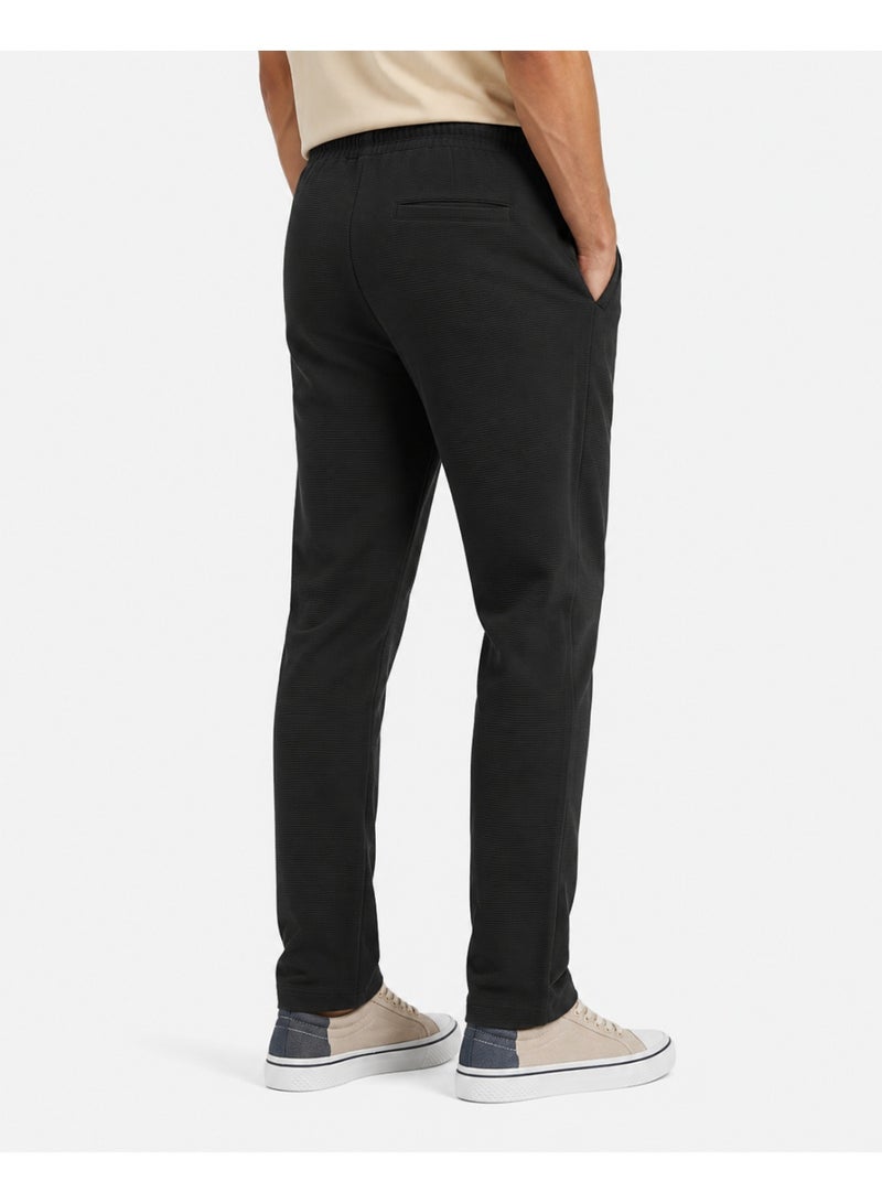 WHITE RABBIT Ribbed Comfy Elastic Black Joggers - Image 4