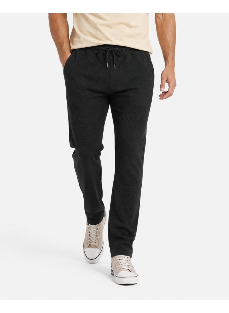 WHITE RABBIT Ribbed Comfy Elastic Black Joggers - Image 5