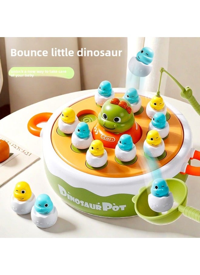 null - Children's Little Dinosaur Bouncing Turntable Fishing Toy Boys And Girls 1-2 And A Half Years Old 3-4 Baby Educational Parent-child Interaction-Color:[multi-function] Dinosaur Catapult Plate (chinese Packaging) - Image 1