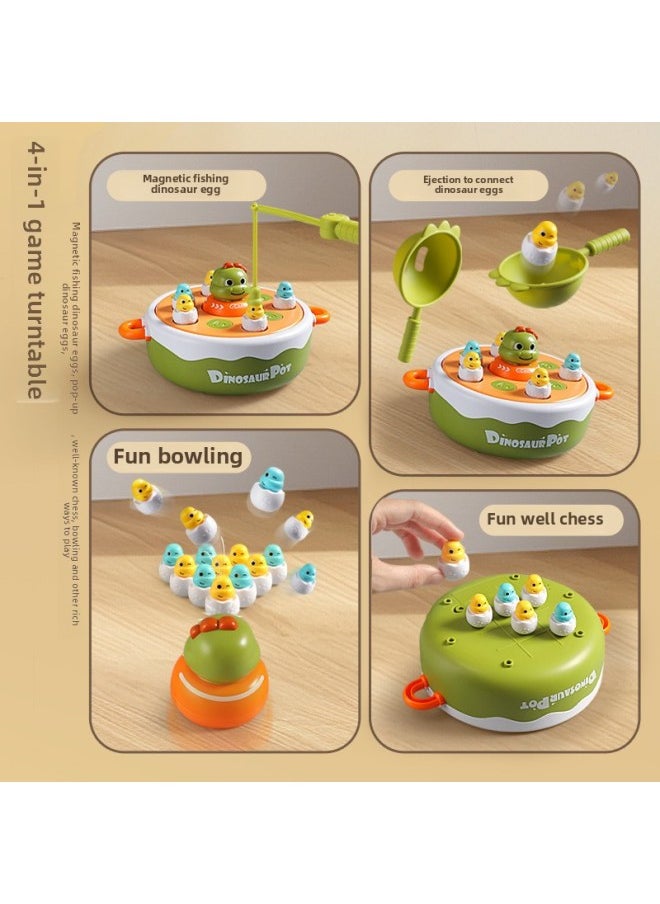 null - Children's Little Dinosaur Bouncing Turntable Fishing Toy Boys And Girls 1-2 And A Half Years Old 3-4 Baby Educational Parent-child Interaction-Color:[multi-function] Dinosaur Catapult Plate (chinese Packaging) - Image 1