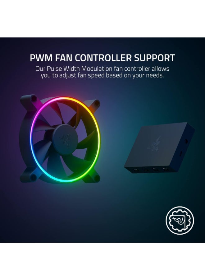 RAZER Kunai Hydraulic 120MM aRGB PC Fan: Quiet, Powerful aRGB Fan - PWM Fan Controller Support - Powered by Razer Chroma RGB - 1 Fan - Image 5