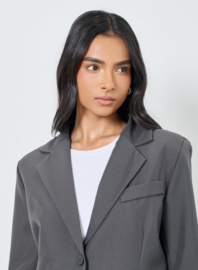Take Two Solid Button Up Oversized Blazer - Image 4