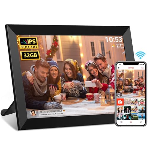 Moonka FRAMEO Digital Photo Frame, 10.1 Inch WiFi Digital Picture Frame with 1280x800 IPS HD Touch Screen, 32GB Storage Auto-Rotate Wall Mountable Easy Share Photos or Videos via Frameo App from Anywhere - Image 1