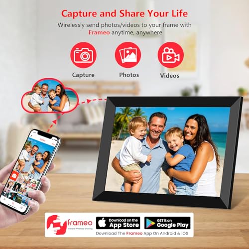 Moonka FRAMEO Digital Photo Frame, 10.1 Inch WiFi Digital Picture Frame with 1280x800 IPS HD Touch Screen, 32GB Storage Auto-Rotate Wall Mountable Easy Share Photos or Videos via Frameo App from Anywhere - Image 4