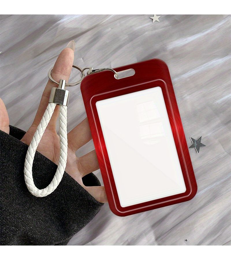 Durable Plastic Sliding ID Holder With Red Metal Circle Pattern Secure Card Organizer For School Office Bus Passes Stylish Protective Case For Student Mixed Colors - Image 3