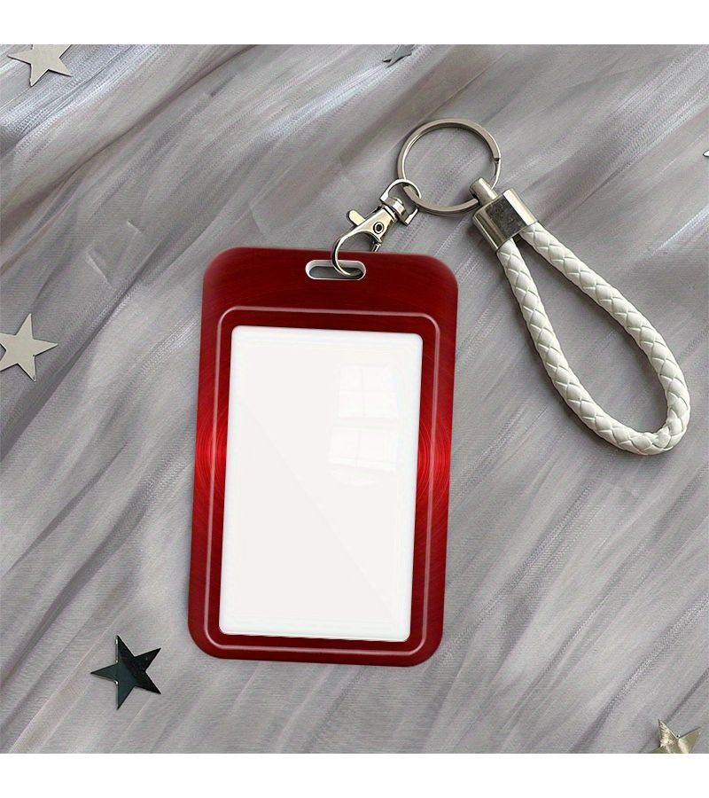 Durable Plastic Sliding ID Holder With Red Metal Circle Pattern Secure Card Organizer For School Office Bus Passes Stylish Protective Case For Student Mixed Colors - Image 5