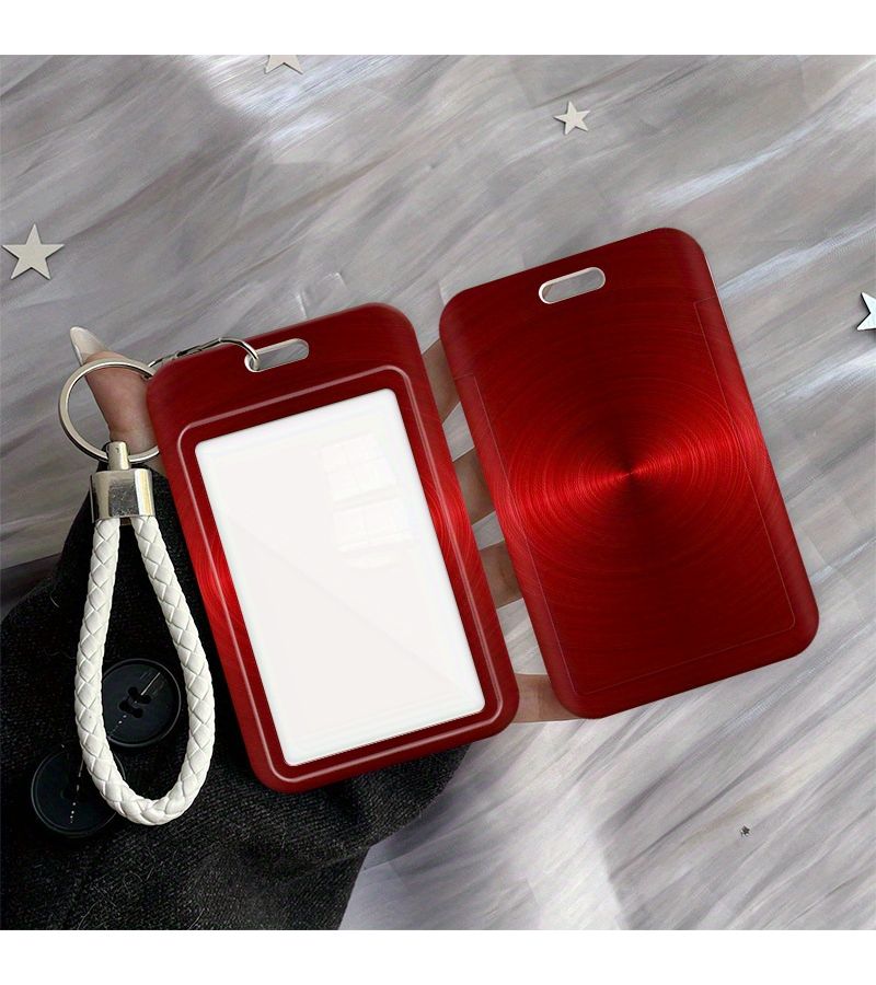 Durable Plastic Sliding ID Holder With Red Metal Circle Pattern Secure Card Organizer For School Office Bus Passes Stylish Protective Case For Student Mixed Colors - Image 1