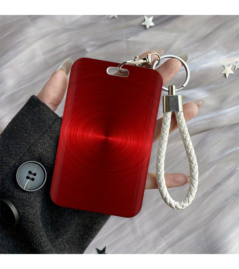 Durable Plastic Sliding ID Holder With Red Metal Circle Pattern Secure Card Organizer For School Office Bus Passes Stylish Protective Case For Student Mixed Colors - Image 2