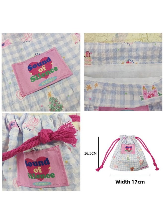 Generic - Cute Cartoon Drawstring Foaming Storage Bag Portable Fashion Outgoing Sundries Makeup Bag-Color:For Apple Bow Drawstring Bag - Image 1