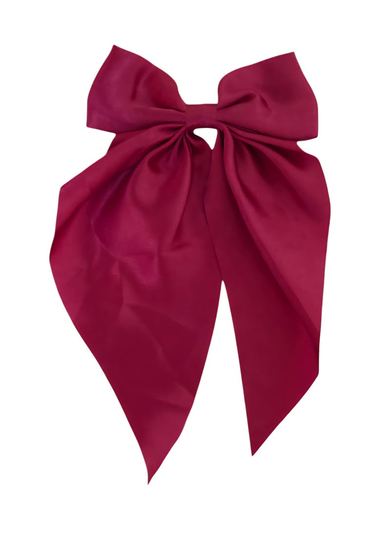 مشبك شعر فيونكة ستان طبقة واحدة باللون الفوشيا