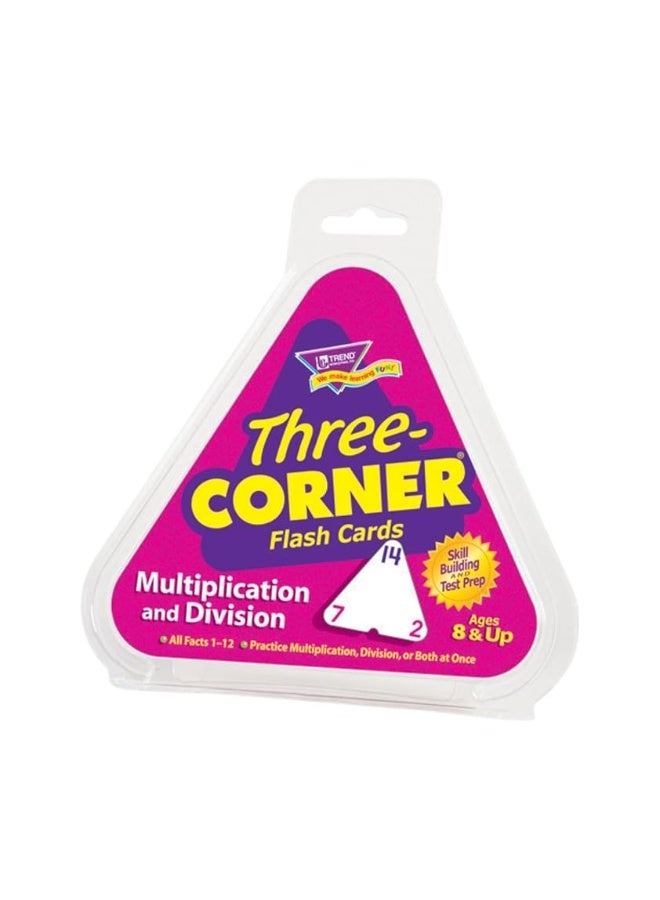Trend Enterprises: Three-Corner Multiplication and Division Flash Cards, Interactive Self-Checking Cards, Exciting Way for Everyone to Learn, 48 Two-Sided Cards Included, Ages 8 and Up
