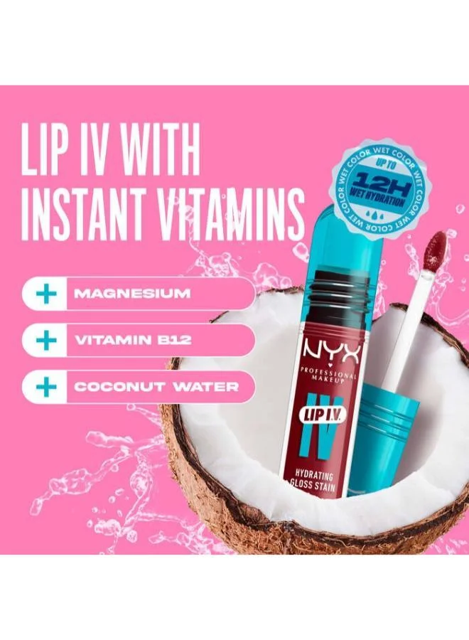 Nyx Professional Makeup Drippin' In Rose Lip Iv Hydrating Gloss Stain Lip Gloss Up To 12Hr Hydration High Pigment Wet Shine Finish Drippin' In Rose for Women | Best Price UAE