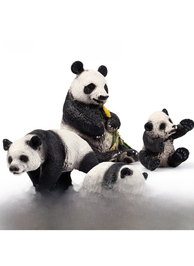 null - Children's Cognitive Simulation Wildlife Model Ornaments Solid Giant Panda Toy Set Ornaments Crawling Panda-Color:M-3213 Bamboo Panda - Image 1