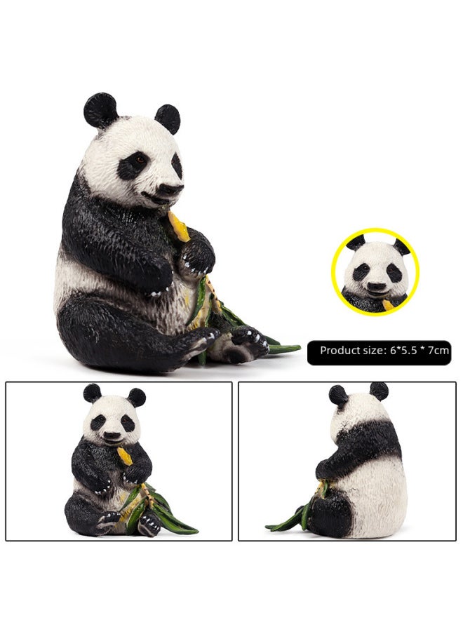 null - Children's Cognitive Simulation Wildlife Model Ornaments Solid Giant Panda Toy Set Ornaments Crawling Panda-Color:M-3213 Bamboo Panda - Image 1