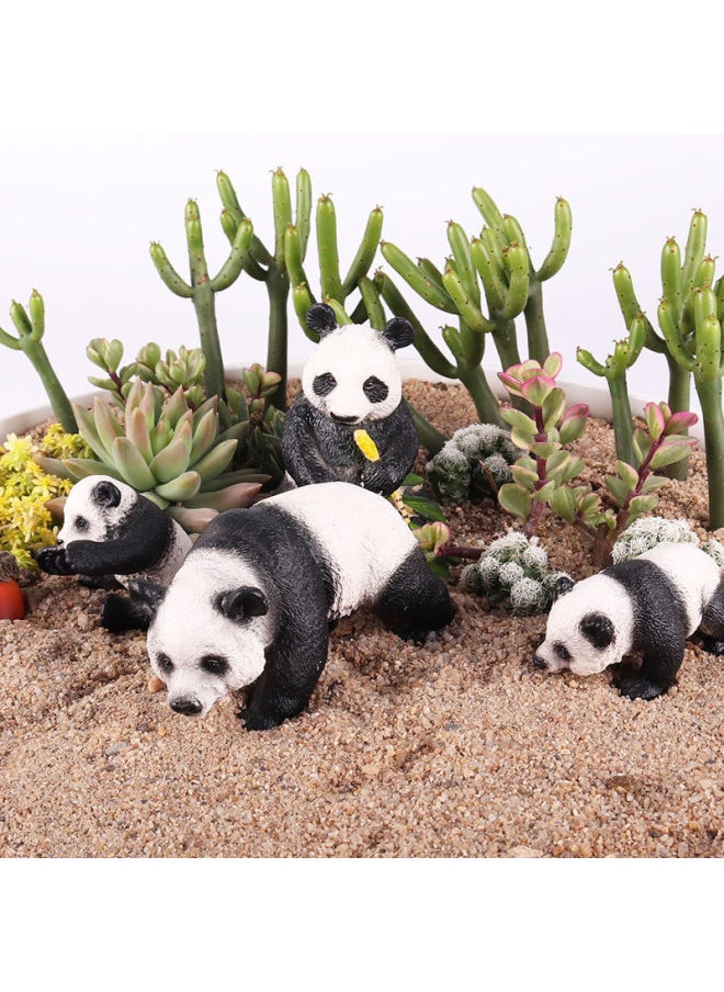null - Children's Cognitive Simulation Wildlife Model Ornaments Solid Giant Panda Toy Set Ornaments Crawling Panda-Color:M-3213 Bamboo Panda - Image 1