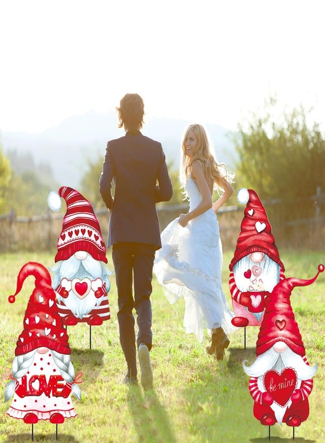 Yaocom 4 Pcs Valentine's Day Gnome Yard Sign with Stakes Love Heart Gnome Outdoor Decorations Metal Valentine Yard Signs Valentine's Love Gnome Yard Stake for Outdoor Lawn Garden Yard Wedding Decor - Image 4