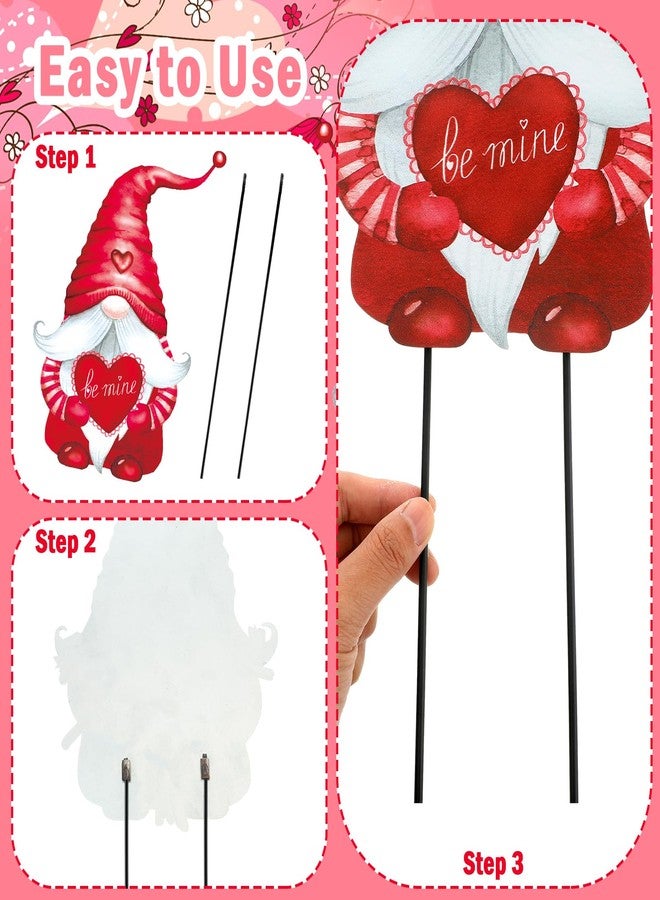 Yaocom 4 Pcs Valentine's Day Gnome Yard Sign with Stakes Love Heart Gnome Outdoor Decorations Metal Valentine Yard Signs Valentine's Love Gnome Yard Stake for Outdoor Lawn Garden Yard Wedding Decor - Image 3