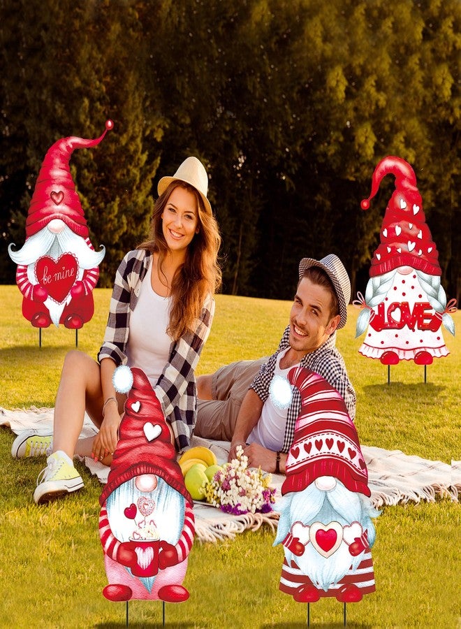 Yaocom 4 Pcs Valentine's Day Gnome Yard Sign with Stakes Love Heart Gnome Outdoor Decorations Metal Valentine Yard Signs Valentine's Love Gnome Yard Stake for Outdoor Lawn Garden Yard Wedding Decor - Image 5