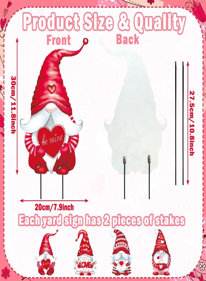 Yaocom 4 Pcs Valentine's Day Gnome Yard Sign with Stakes Love Heart Gnome Outdoor Decorations Metal Valentine Yard Signs Valentine's Love Gnome Yard Stake for Outdoor Lawn Garden Yard Wedding Decor - Image 2