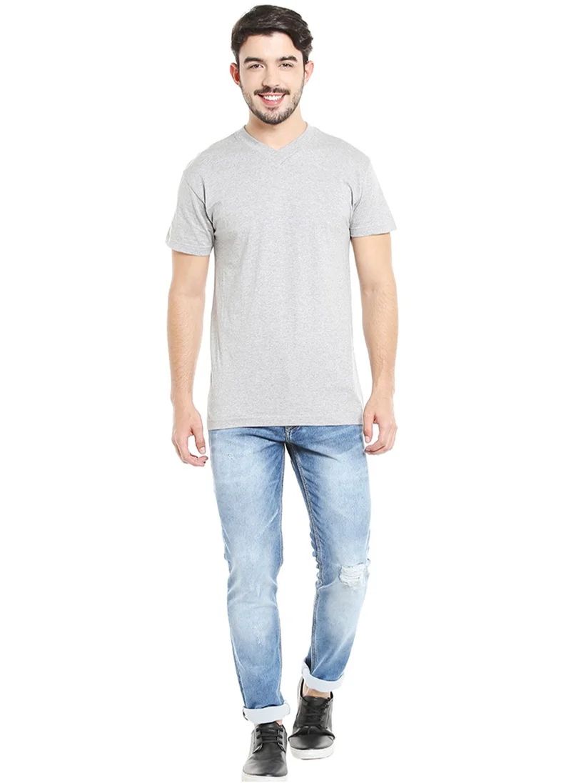 BYC MEN'S V-NECK COTTON T-SHIRT (PACK OF 3) - GREY