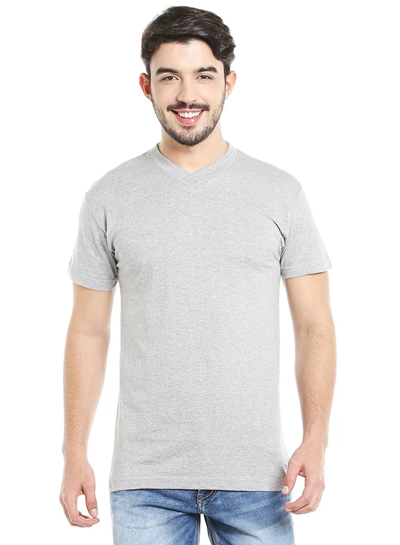 Byc Mens 100% Combed Cotton Relaxed fit Tshirt, V-neck, Seamless No-Stitch Sides, MADE IN S.KOREA, Soft Skin Friendly Undershirt (Pack of 3) - Grey