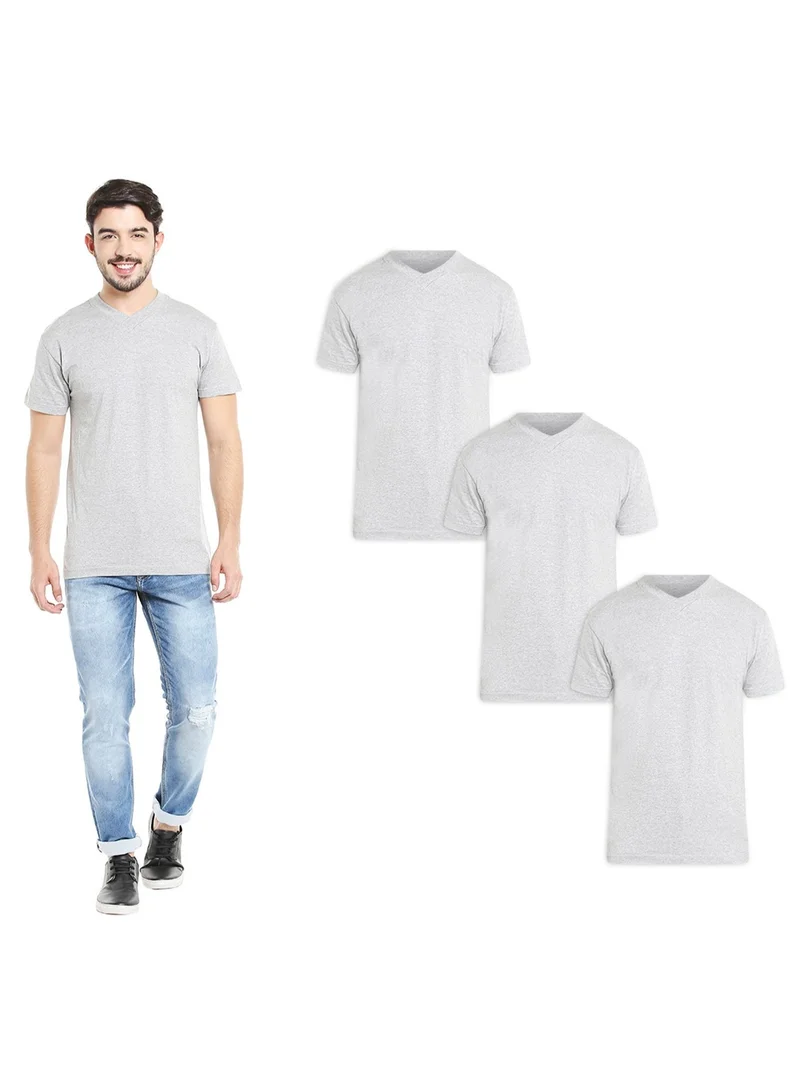 Byc Mens 100% Combed Cotton Relaxed fit Tshirt, V-neck, Seamless No-Stitch Sides, MADE IN S.KOREA, Soft Skin Friendly Undershirt (Pack of 3) - Grey