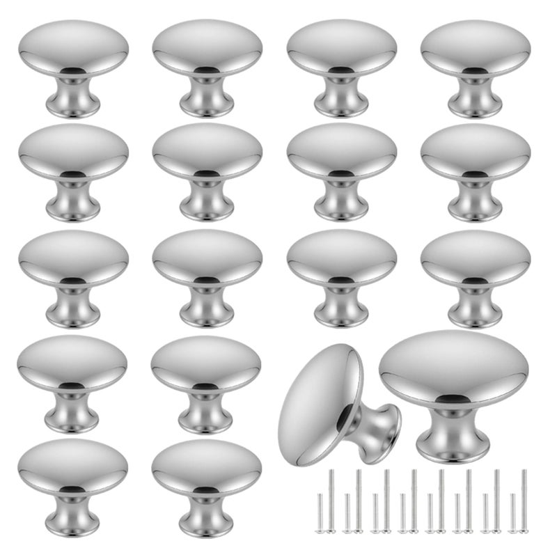 Romeda 18 Piece Drawer Knobs, Silver Cabinet Knobs with Screw, 30mm Drawer Pulls for Dresser, Kitchen, and Cabinet Drawers - Image 1