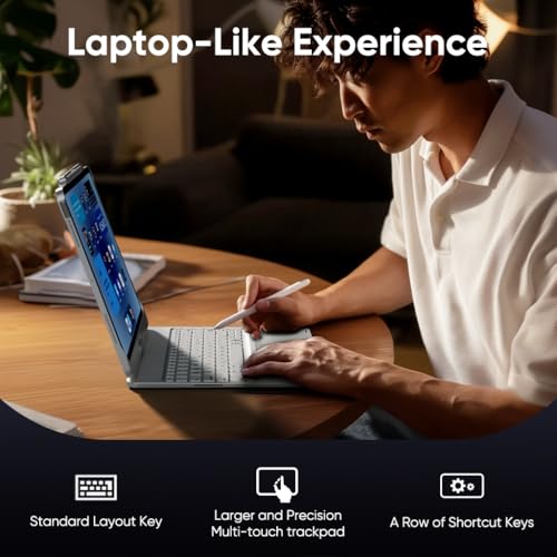 doqo Keyboard case for iPad Air 13 inch (M4/M3/M2),iPad Pro 13 (M5/M4),iPad Pro 12.9"(6th/5th/4th/3rd Gen) Case with Keyboard 360° Rotatable with Trackpad 7 Color Backlit Pencil Holder Silver - Image 5