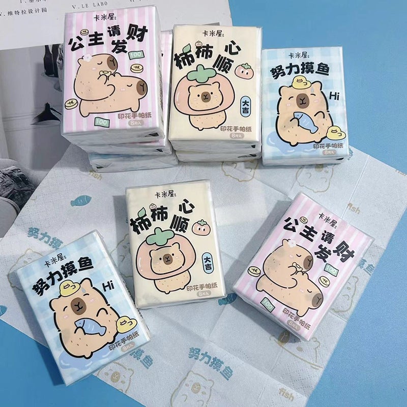 Printed Handkerchief Paper Kt Cat Parchia Dog Printed Paper Towel Portable Small Package Facial Tissue Toilet Paper Color Napkin - Image 1