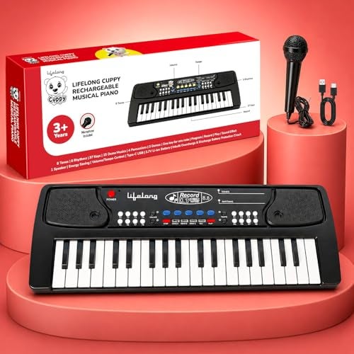 Lifelong Wireless Rechargeable Piano Keyboard for Baby & Kids with Mic, Single Speaker, 37 Keys Portable Keyboard Piano, Type C Charging, Long Battery Life Musical Keyboard Gift for 2-8 Yrs (LLCKMP03) - Image 1
