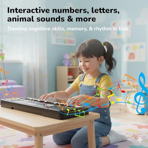 Lifelong Wireless Rechargeable Piano Keyboard for Baby & Kids with Mic, Single Speaker, 37 Keys Portable Keyboard Piano, Type C Charging, Long Battery Life Musical Keyboard Gift for 2-8 Yrs (LLCKMP03) - Image 4