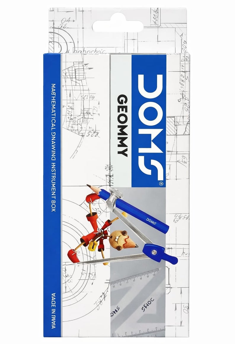DOMS Geommy Mathematical Drawing Instruments Set – 9 Pieces Geometry Box for School & Engineering - Image 1