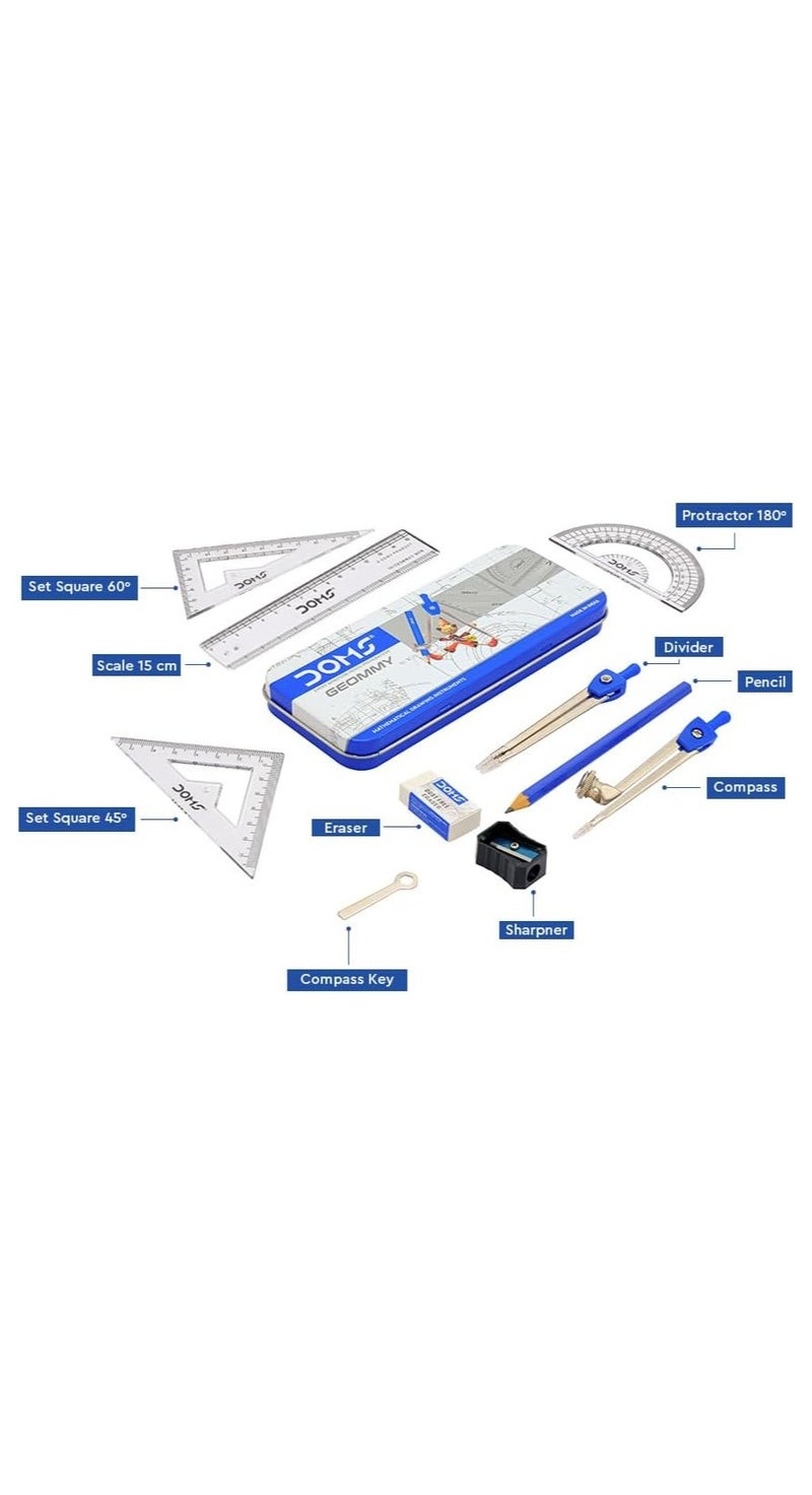 DOMS Geommy Mathematical Drawing Instruments Set – 9 Pieces Geometry Box for School & Engineering - Image 3