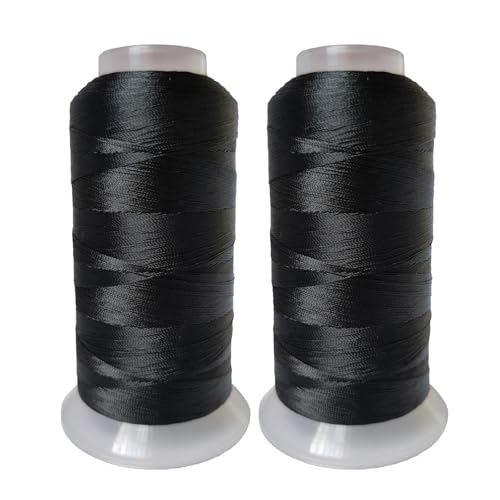 FUMAO Polyester Thread Heavy Duty Bonded UV Resistant Outdoor Thread #69 T70 Size 210D/3Ply for Marine Upholstery, Leather, Sewing Crafts, 3000Yards Pack of 2 (Black) - Image 1