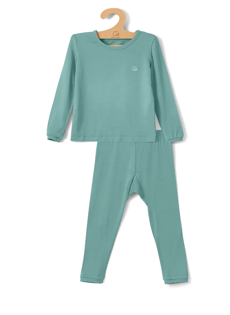 Anvi Baby Bamboo Spandex Pajama 3T Soft Sage