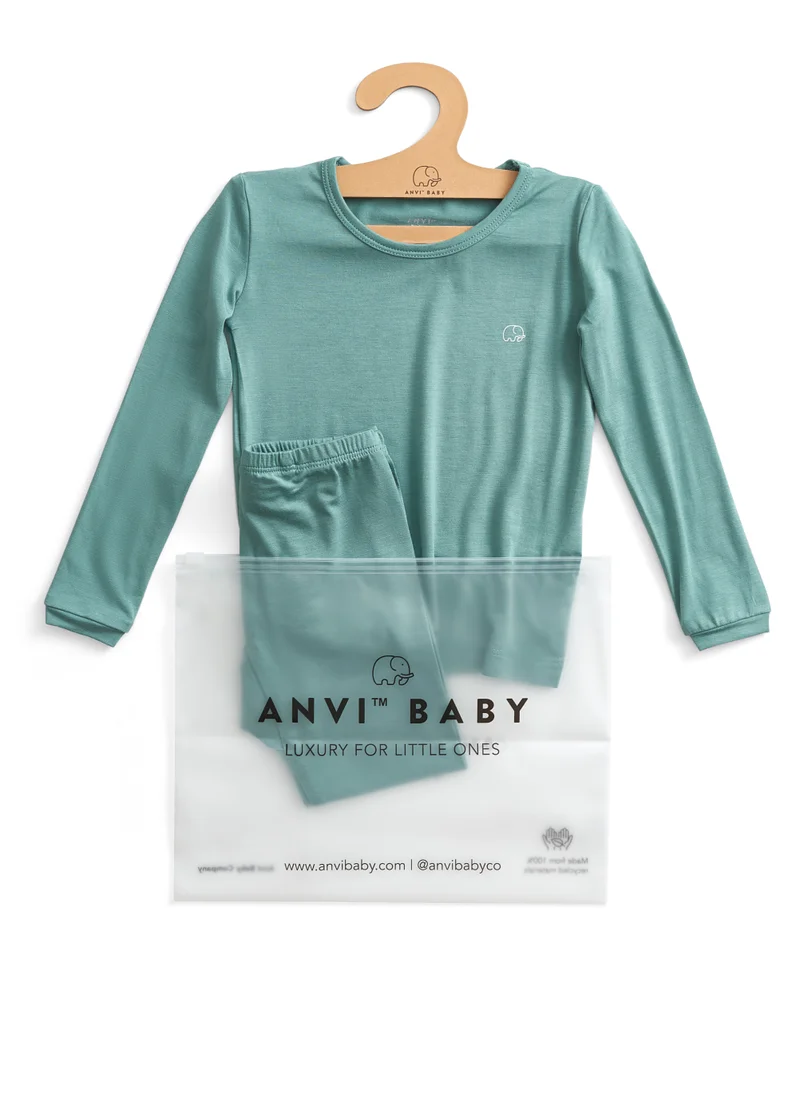 Anvi Baby Bamboo Spandex Pajama 3T Soft Sage