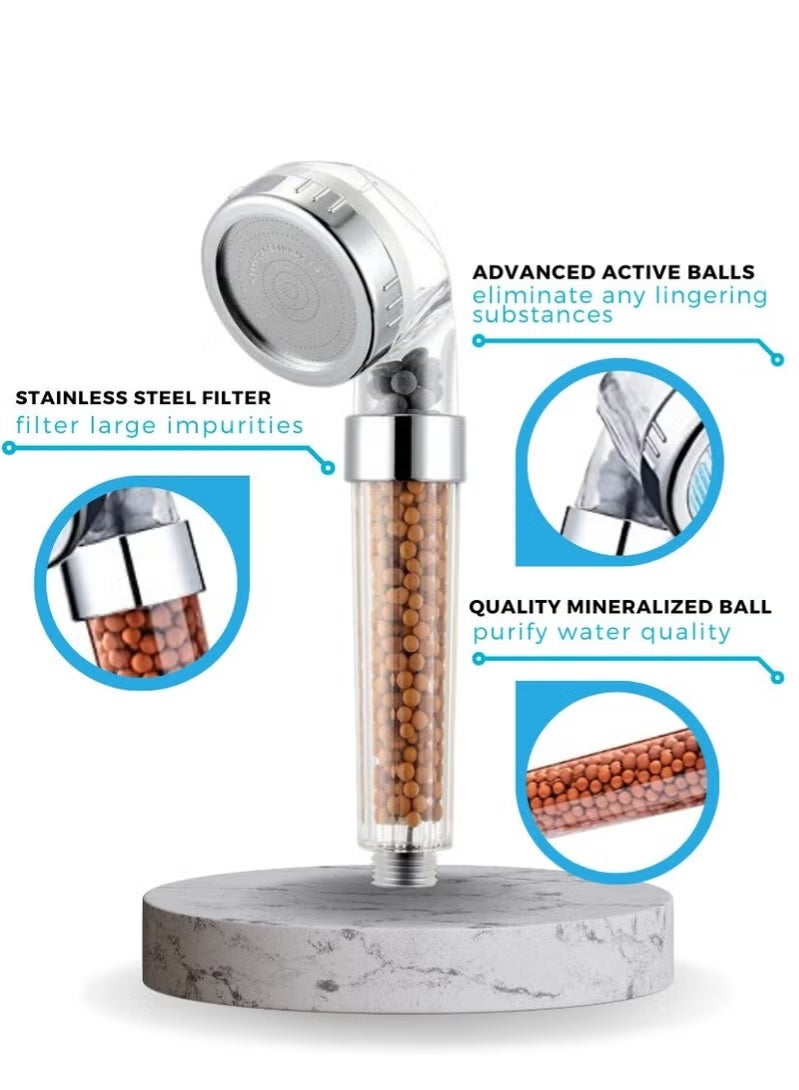 Handheld Shower Head High Pressure Water Saving with Negative Ion Tourmaline Filter 8.5 Inches Filtered Shower Filter for Spa Experience Dry Skin & Haircare - Image 5