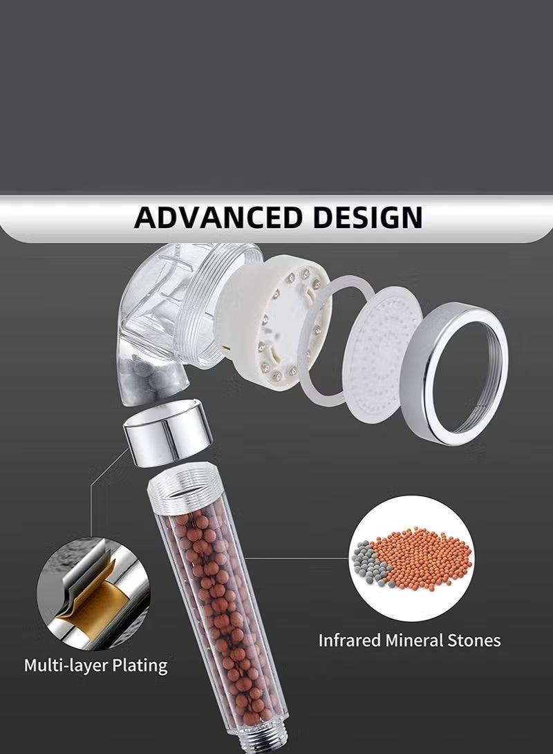 Handheld Shower Head High Pressure Water Saving with Negative Ion Tourmaline Filter 8.5 Inches Filtered Shower Filter for Spa Experience Dry Skin & Haircare - Image 3