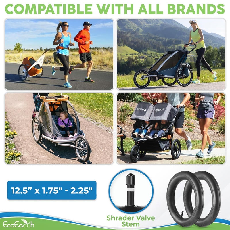 EcoEarth Inner Tube Tire Replacements 2 Pack 125 x 175225 for Kids Bike  Jogging Stroller Compatible wAll Brands BoB Revolution FlexProSESU Graco Go Jogging  More - Image 4