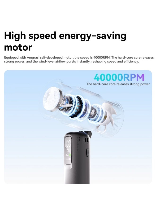Amgras MetaHeld Fan Max portable handheld fan cooling ultra-high speed turbo fan 100-speed adjustment foldable 6000mAh (Starry Black) - Image 4